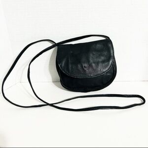 Vintage Unbranded Mini Black 🖤 Leather Crossbody Bag Flap Closure with Snap